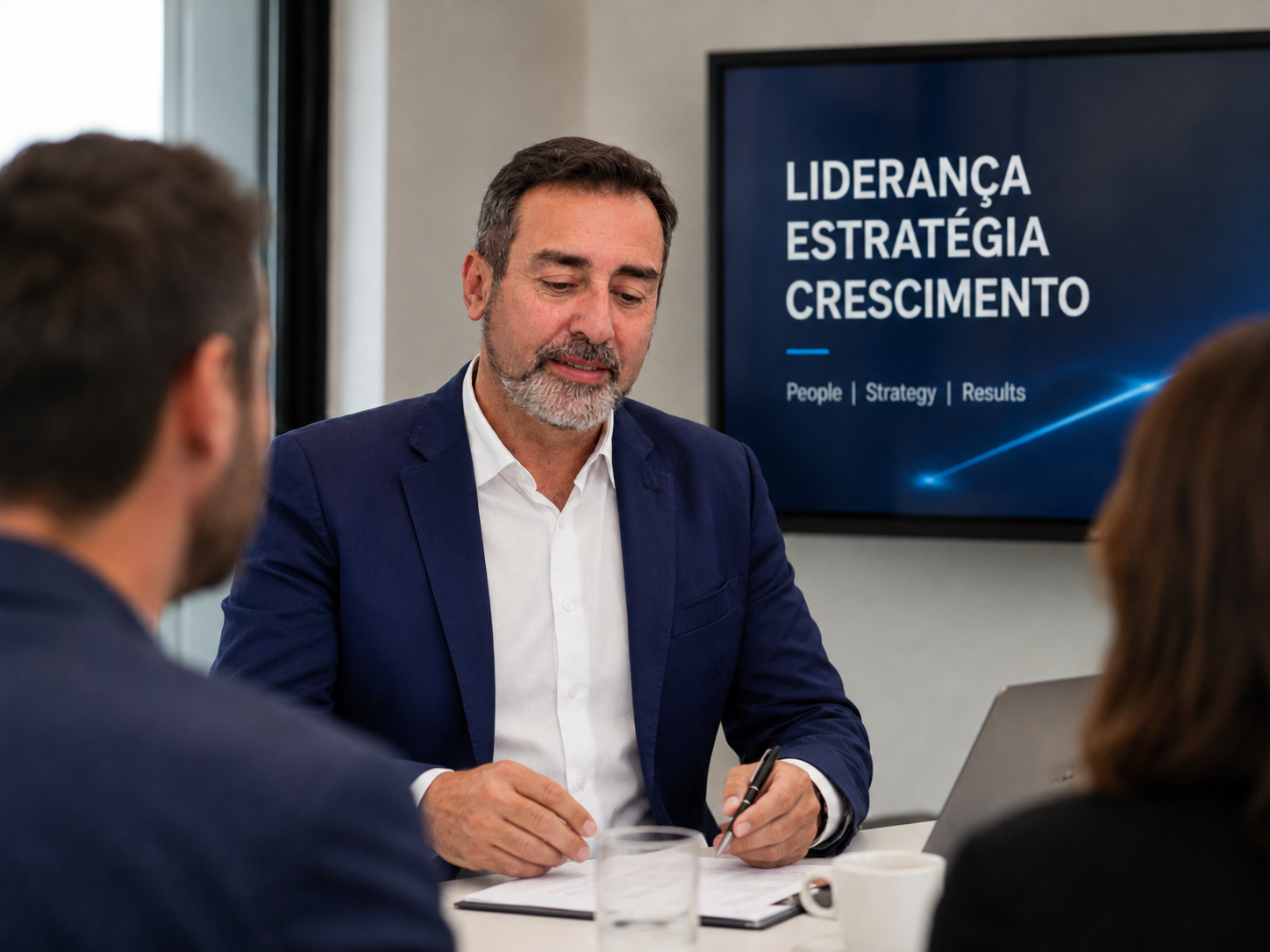 Carlos Reis em reunião — consultor imobiliário na Parede